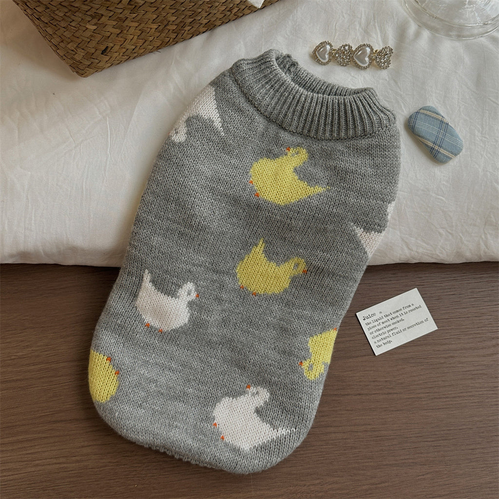 Gris Fair Isle Sweater Little Dog Teddy Sweater Automne Et l'hiver