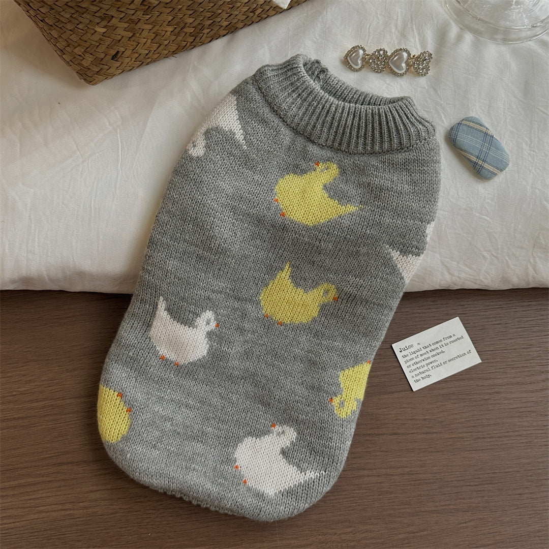 Gris Fair Isle Sweater Little Dog Teddy Sweater Automne Et l'hiver