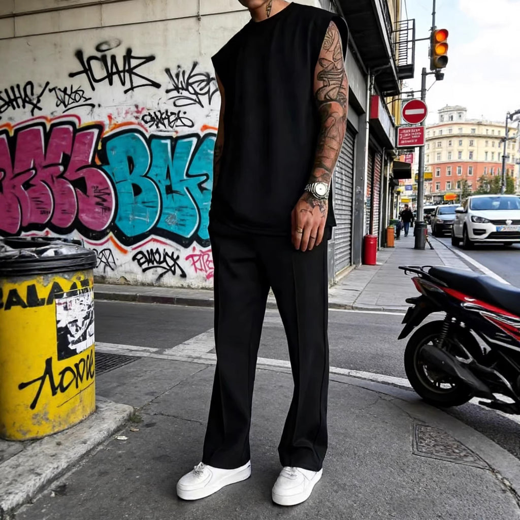 Ensemble de cous d'équipage sans manches pour hommes occasionnels