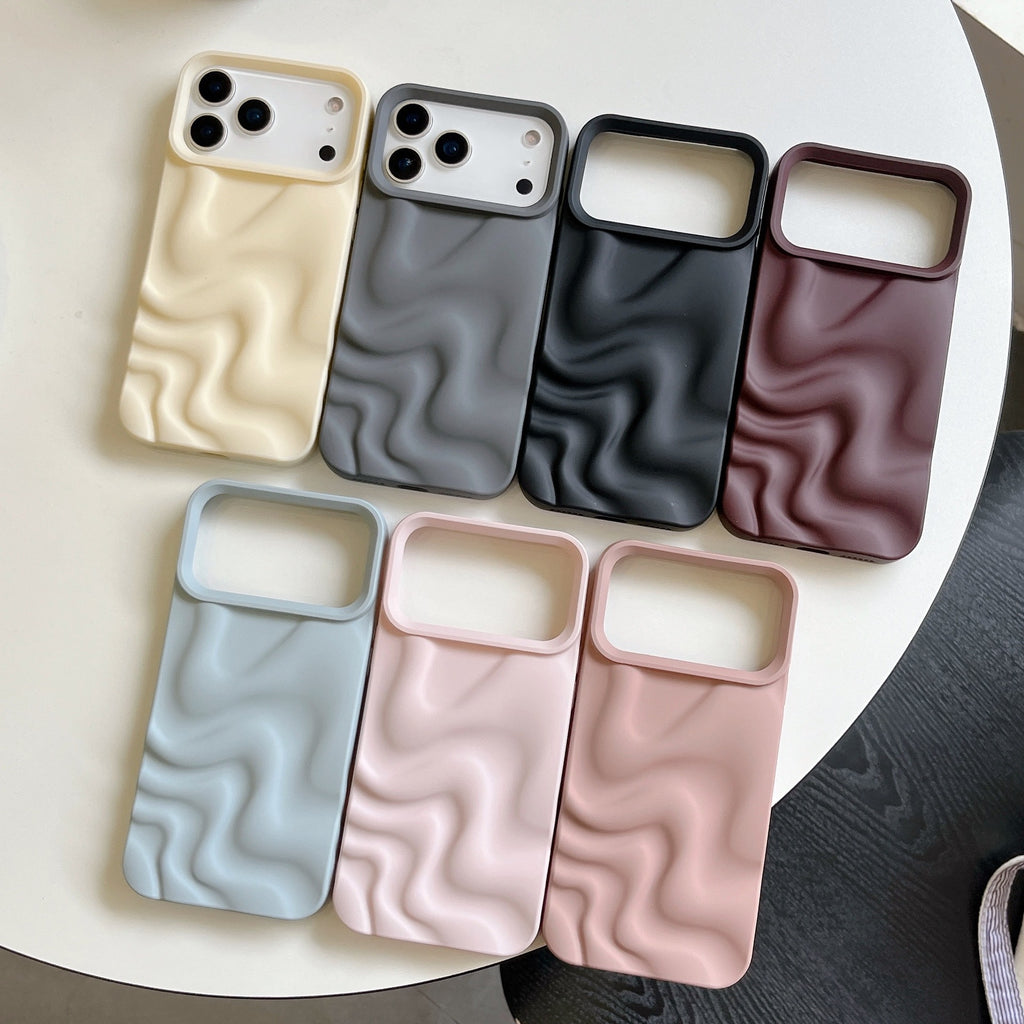 Creative Versatile Solid Couleur Irrégulier Wave Pattern Phone Case