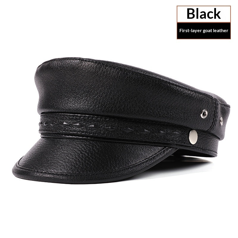 Casquette en cuir véritable pour hommes et femmes
