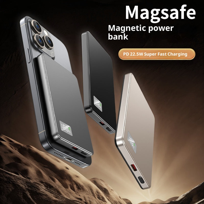 Banque de puissance magnétique à charge rapide ultra-mince avec câble intégré