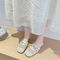 Femmes de style français Appartement orteil fermé Mules Summer Outdoor Hollow Roman Sandales Woven Gorge