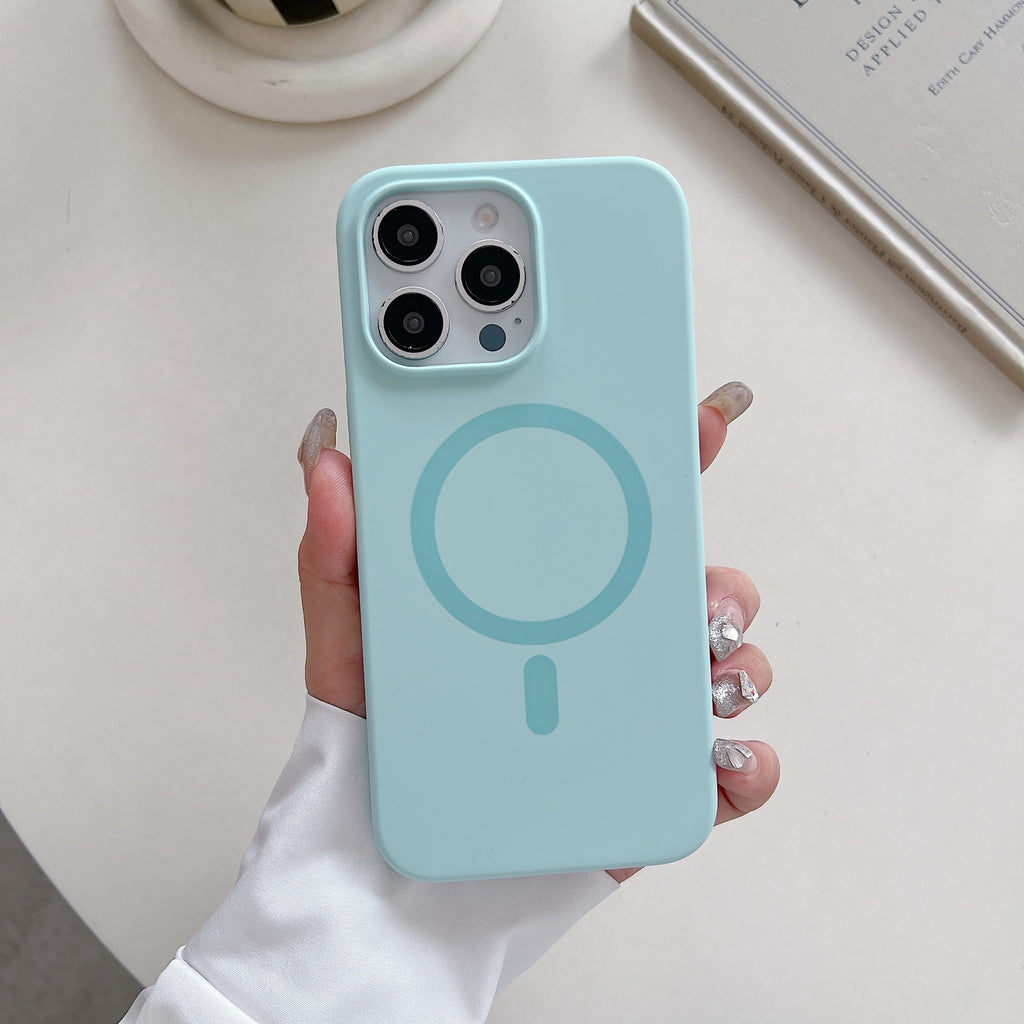 Silicone liquide de couleur solide Grand trou boîtier de téléphone magnétique