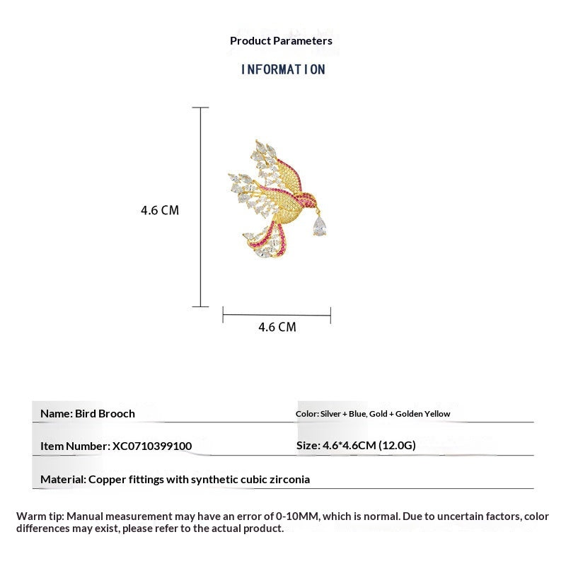 Fashionnable Légèrement Luxurious Micro-Paved Zircon Bird Brooch