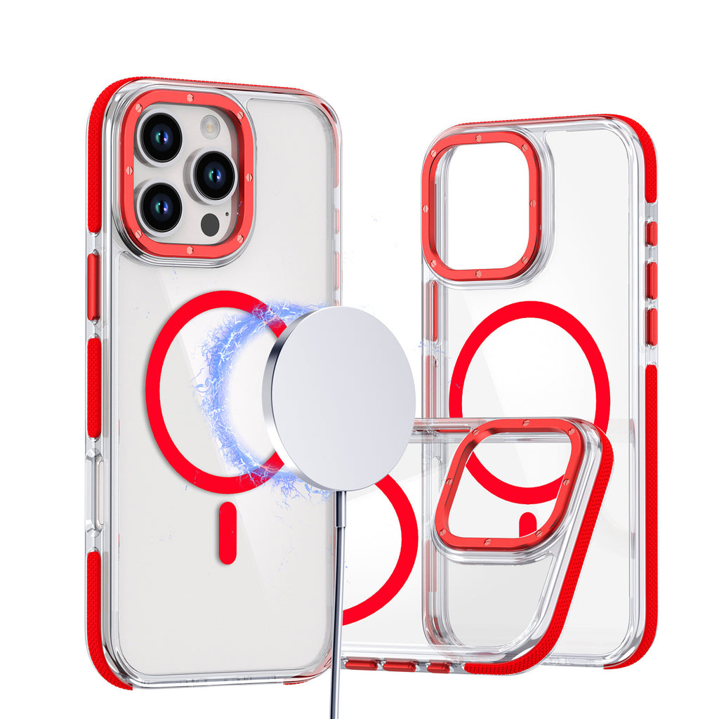 Cas de téléphone magnétique applicable transparent bicolore