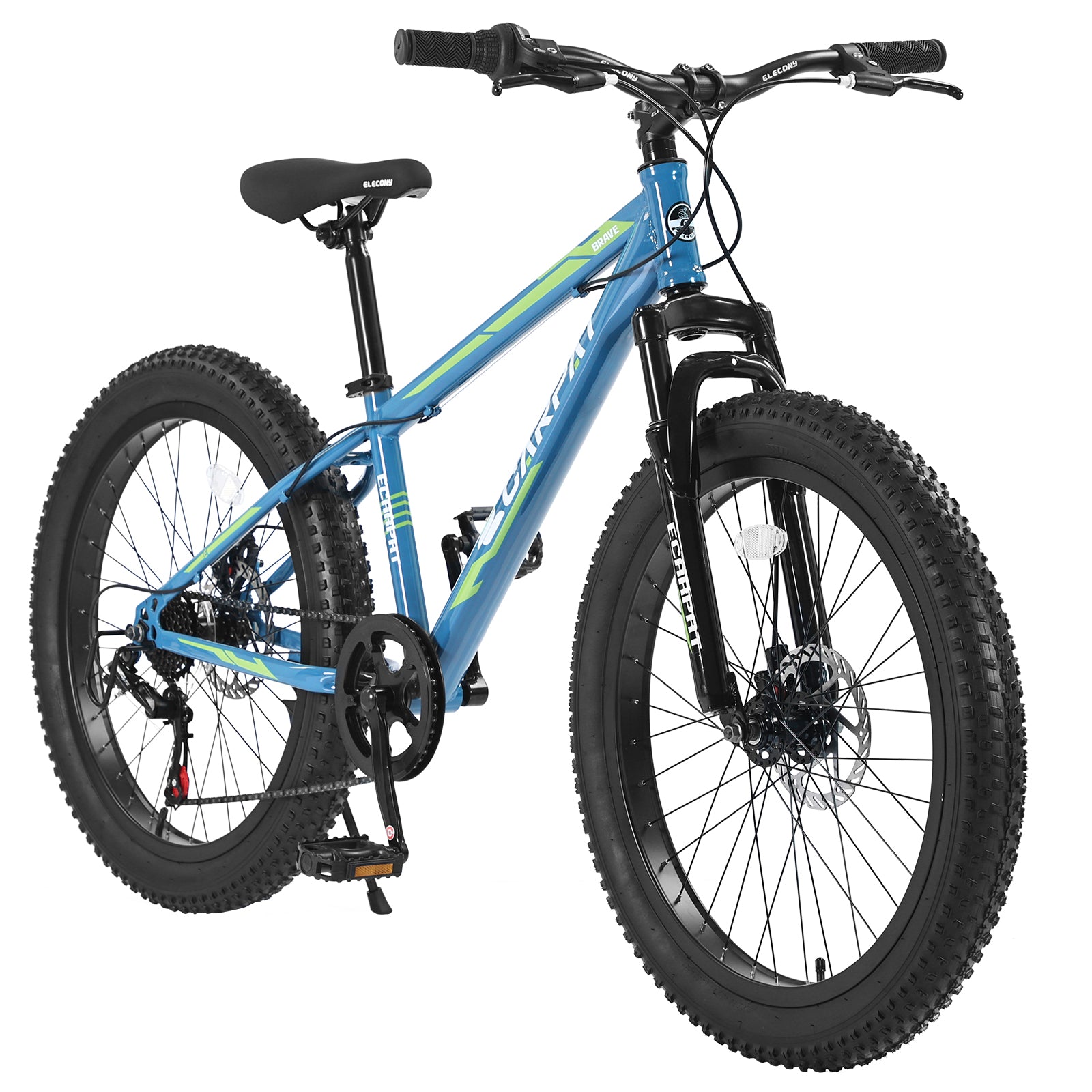 S24109 Élecony 24 pouces Fat Tire vélo adulte et jeune complet Shimano 7 vitesses VTT