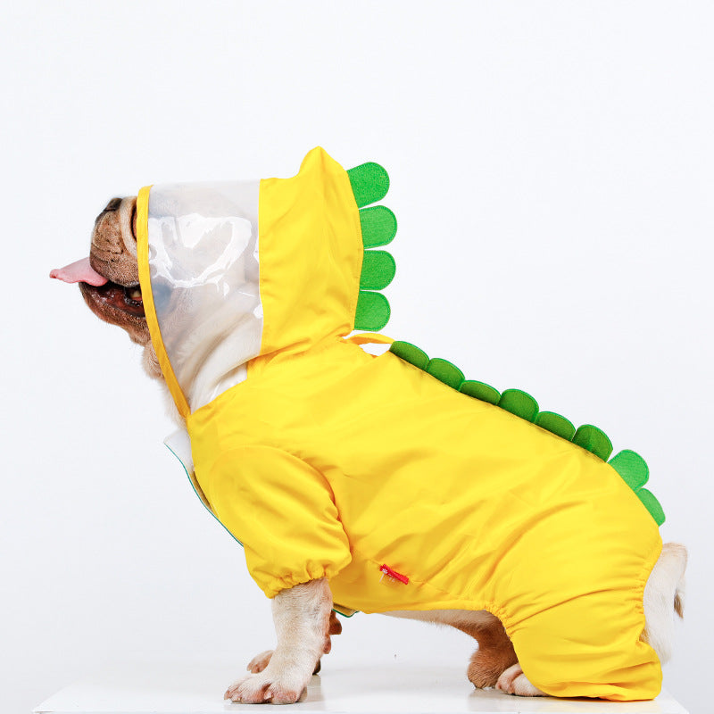 Dinosaure imperméable à l'eau d'animal jaune costume quatre pieds