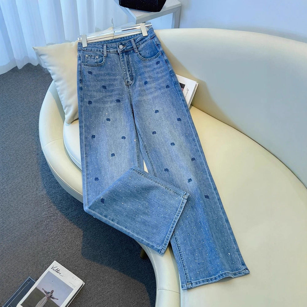 Jeans brodés et en Strass brodés de style américain