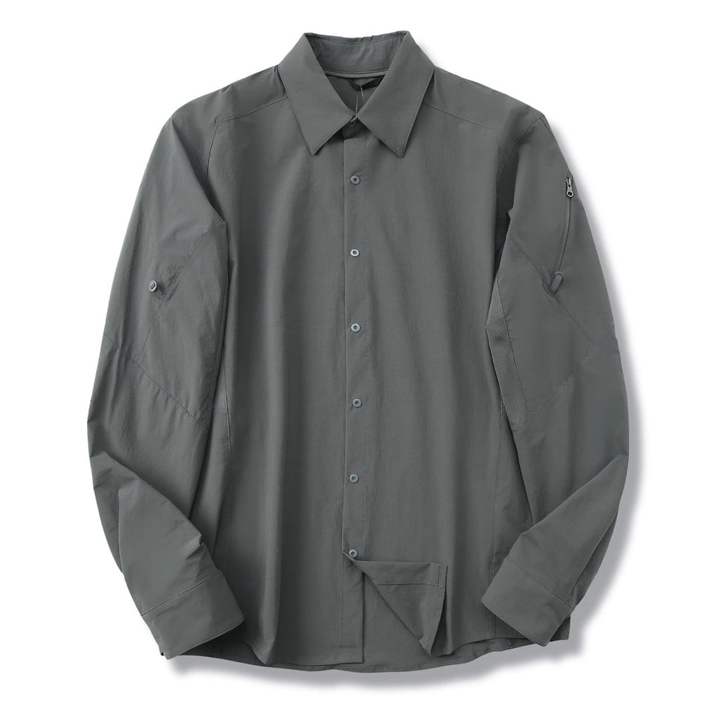 Hommes Technical Outdoor Quick Dry Long Sleeve Shirt sous-arm ventilé Mesh Zipper Sleeve P