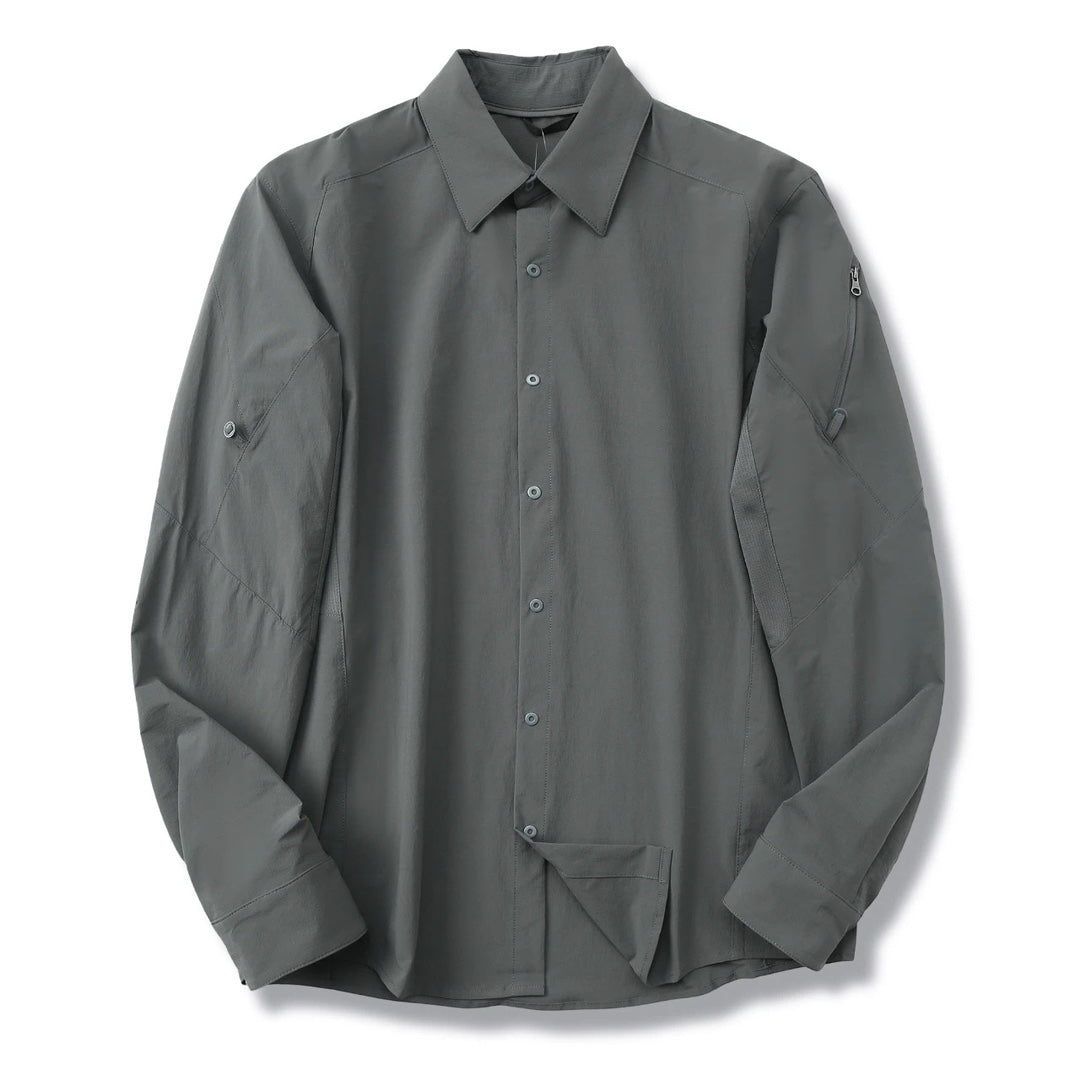 Hommes Technical Outdoor Quick Dry Long Sleeve Shirt sous-arm ventilé Mesh Zipper Sleeve P