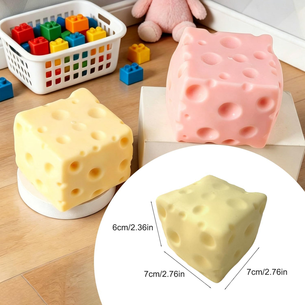Jouet de fromage pour le stress et l'anxiété Relief Soft Skin-Feel Cheese Squeeze Toy