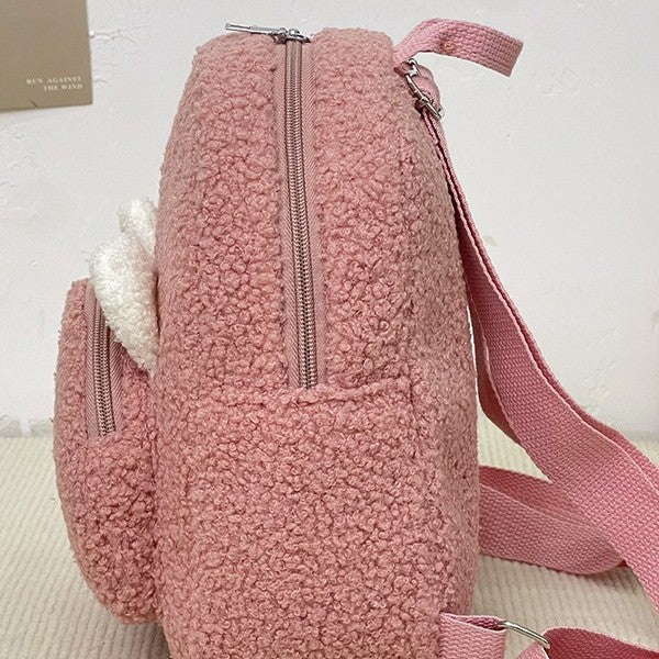 Sac à dos léger en peluche en forme de cœur