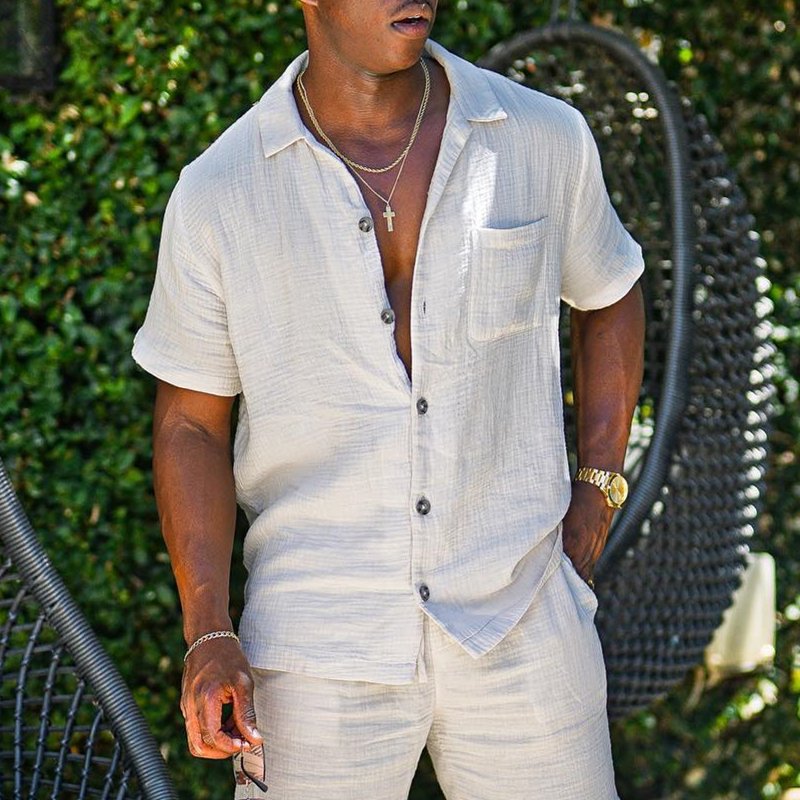 Chemise et shorts pour hommes en coton