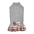 Vêtements pour animaux de compagnie Chandail tricoté blanc et gris avec arc