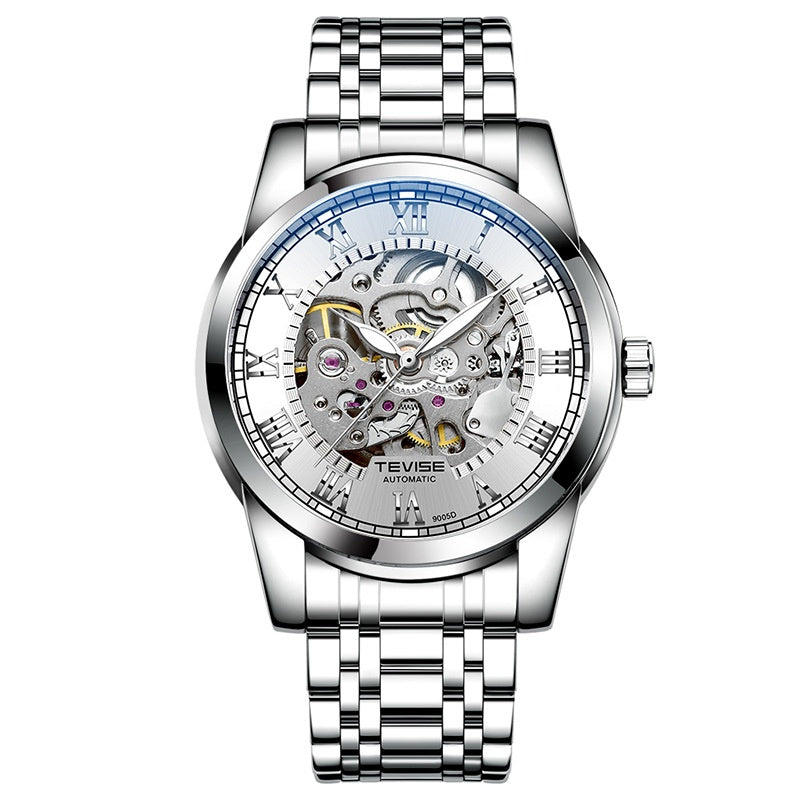 Homme imperméable Minimaliste automatique Stylish Hollow Montre mécanique lumineuse