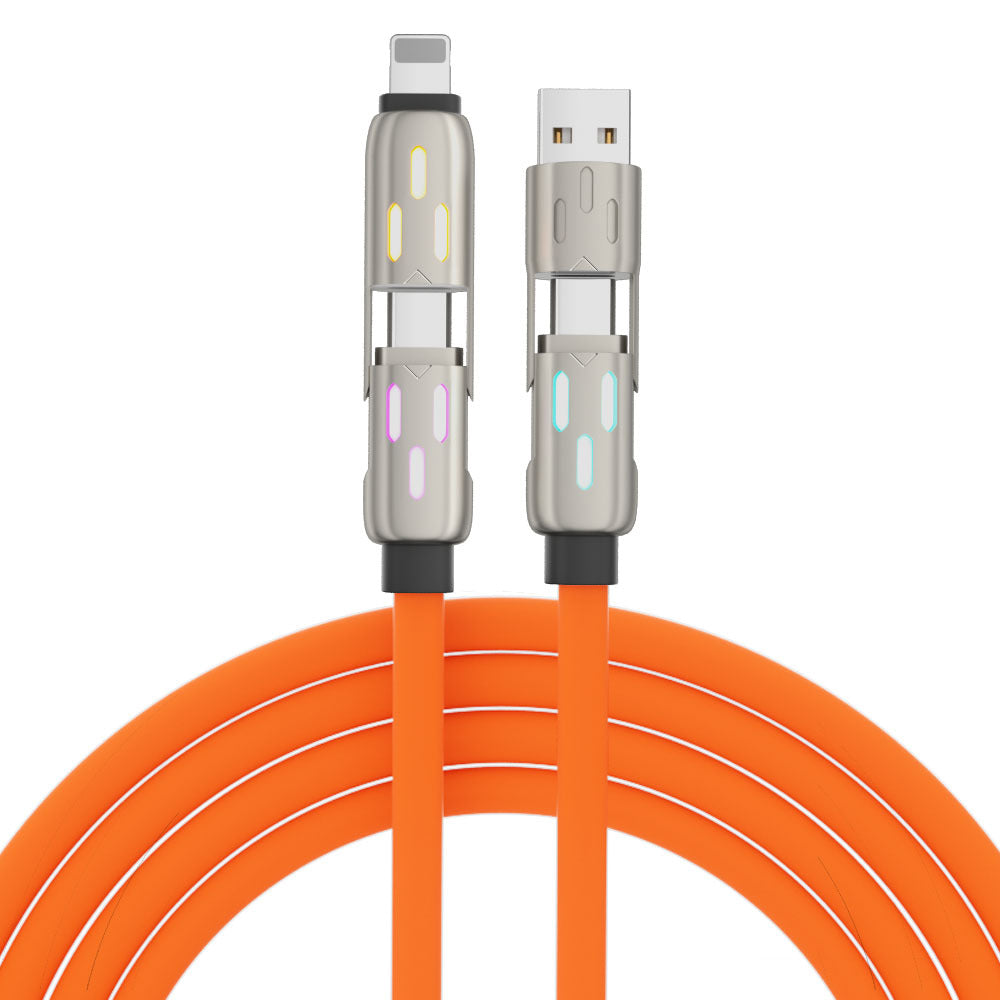 Adaptateur d'extension Real Silicone Data Câble de recharge de voiture quatre en un
