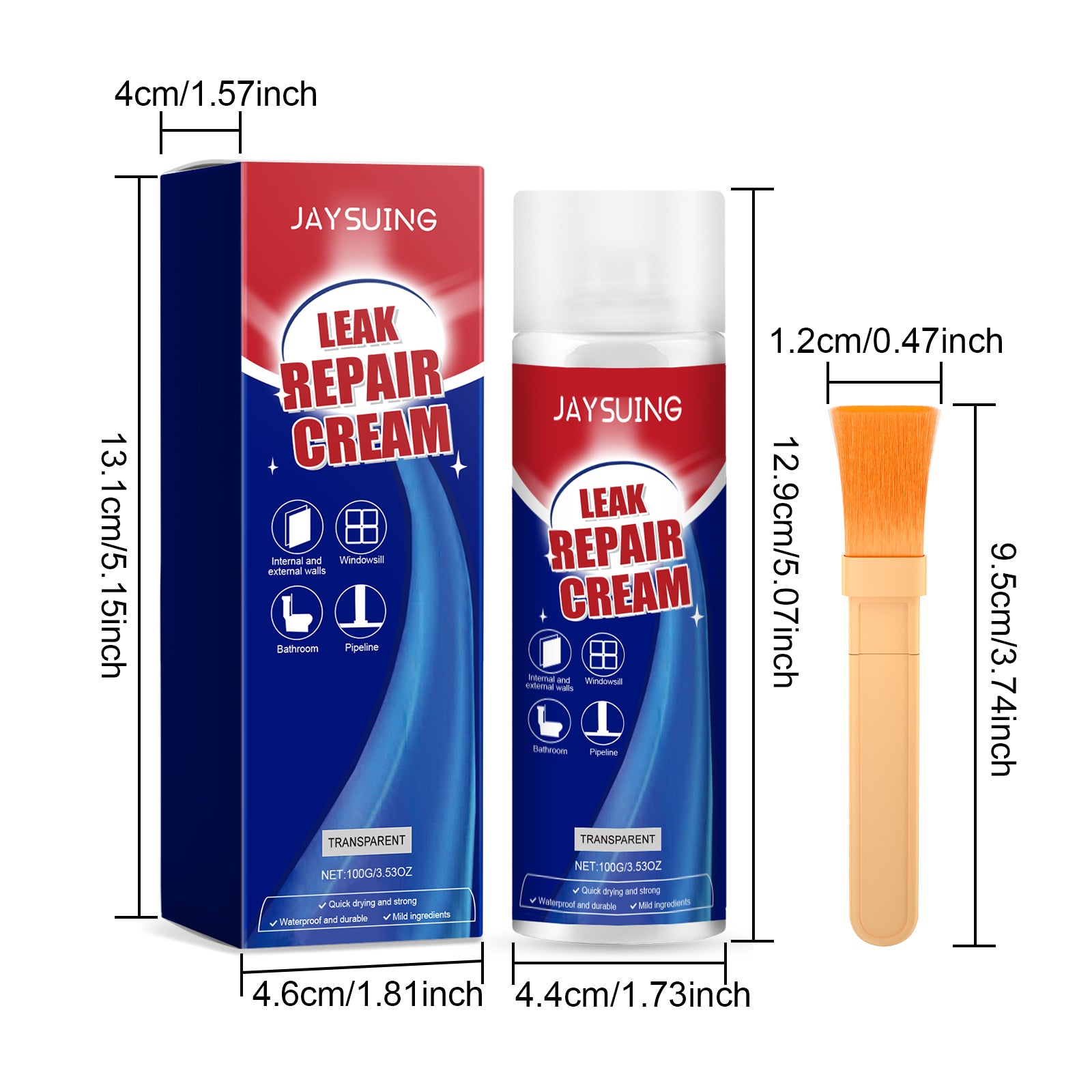 Pinceau de réparation d'épreuve de fuite blanc 1 00g Bouteille-1 Brush-1box