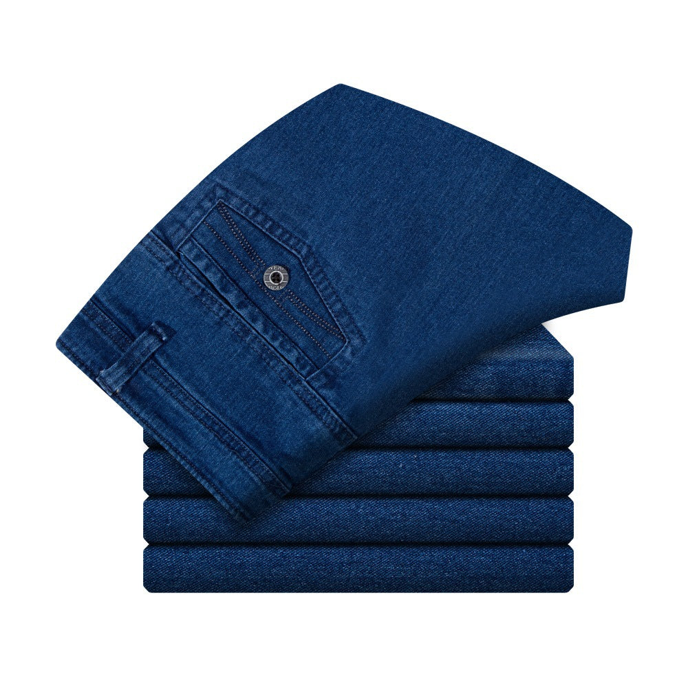 Jeans-stretch à jambe droite pour hommes