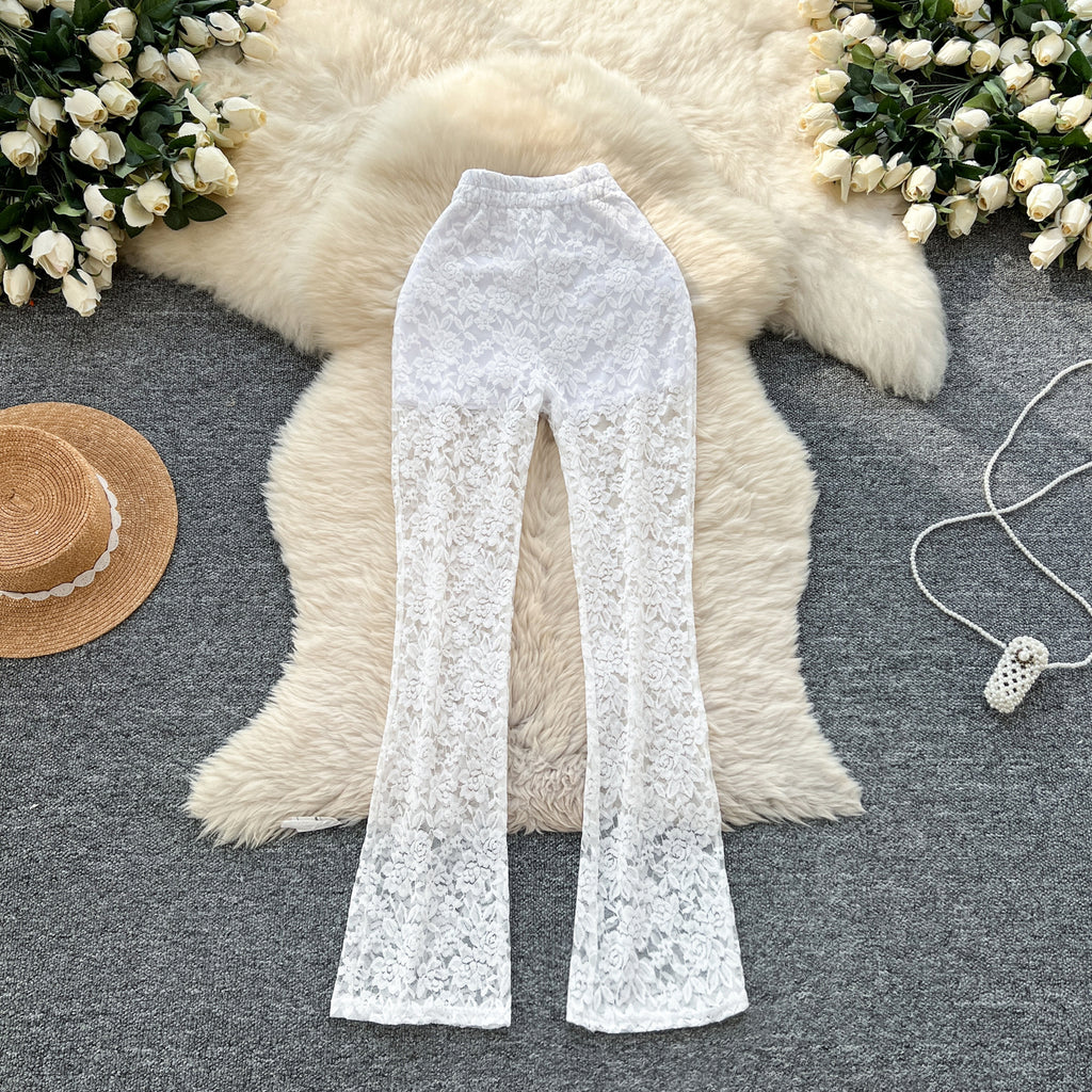 Pure et séduisante Pantalon de dentelle mince et polyvalente Casual et serré