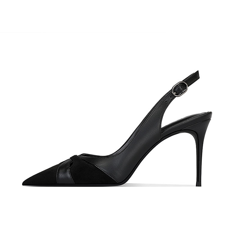Sandales stiletto pointues confortables avec un orteil fermé et une boucle de cheville strappy