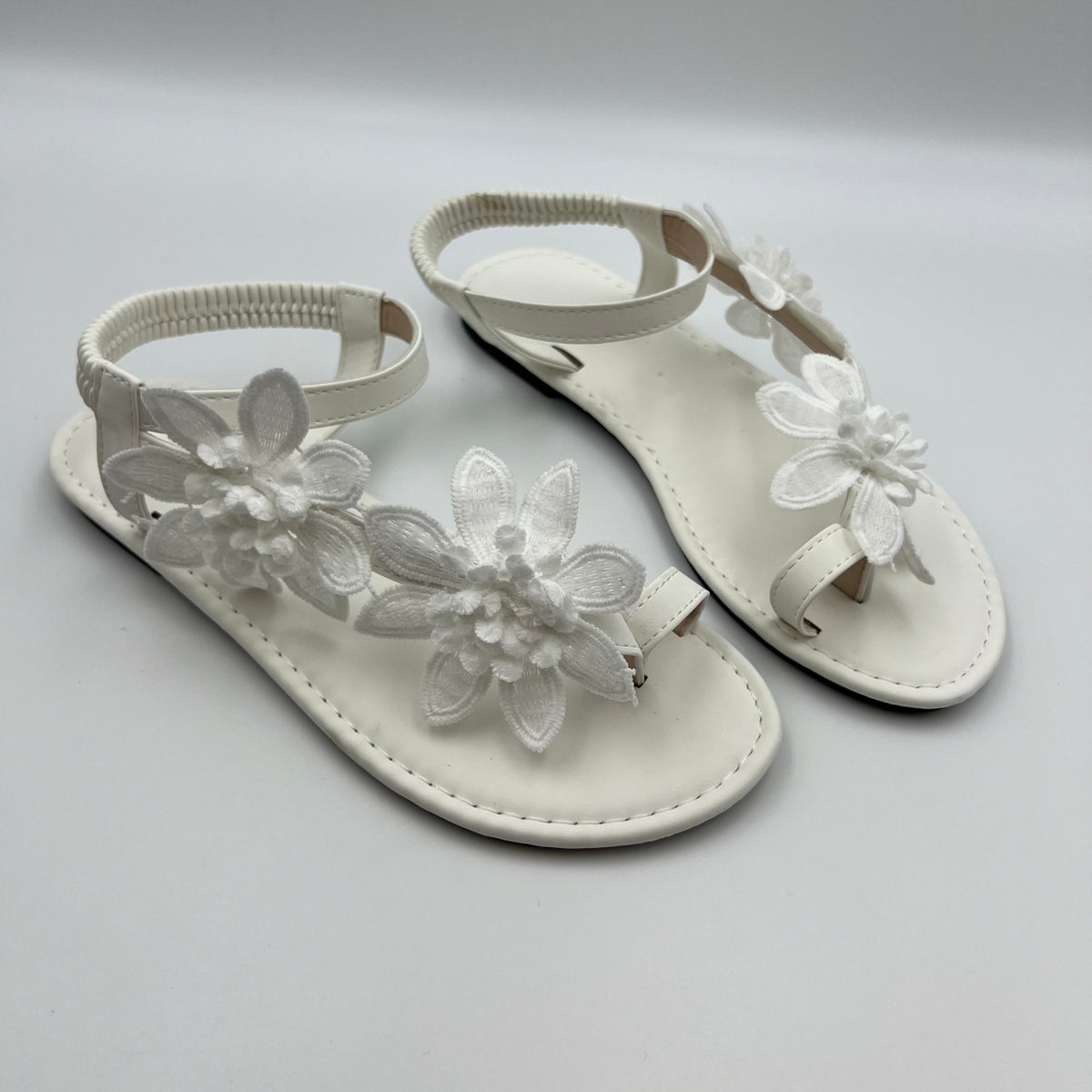 Sandales plates de broderie florale européenne pour femmes