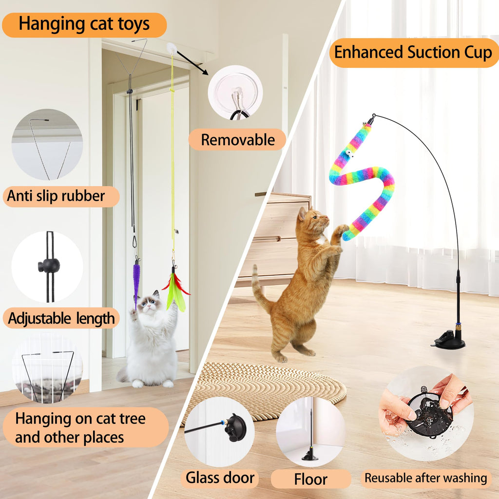Jouets interactifs de baguette de chat 4in1 avec coupe à aspiration pour chat intérieur