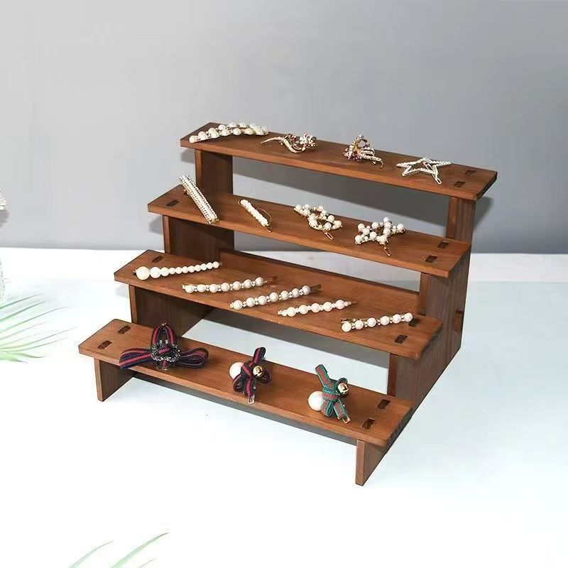Affichage de rangement en bois à niveaux pour jouets Unité de rayonnage en bois massif