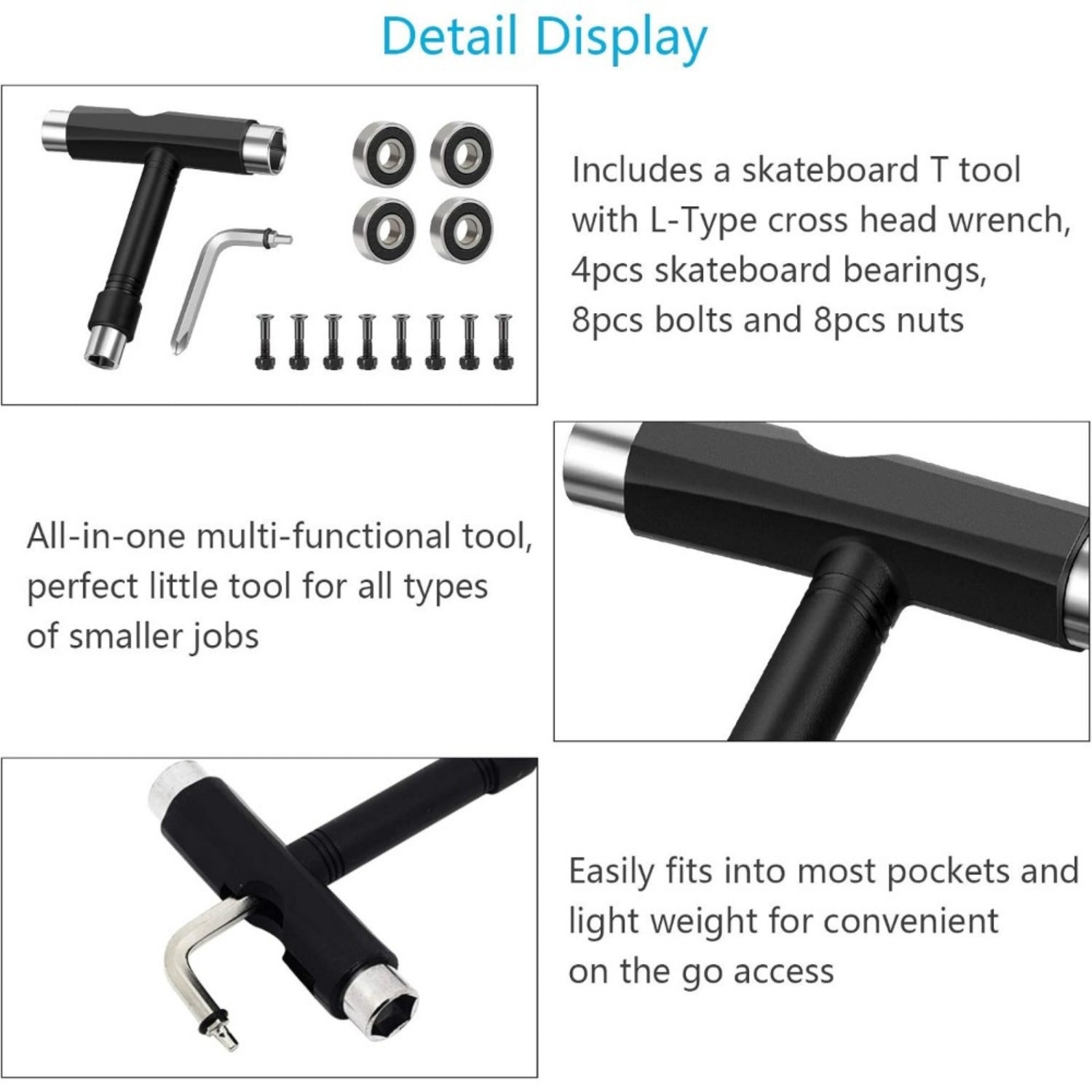 Party-Pakete - Skateboards T Tool 13pcs tout en un outil de skate portable multifonctionnel long