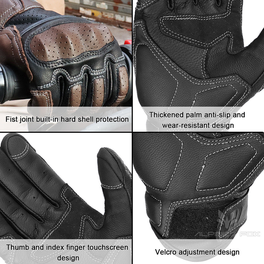 Gants d'équitation en cuir d'été à écran tactile respirant