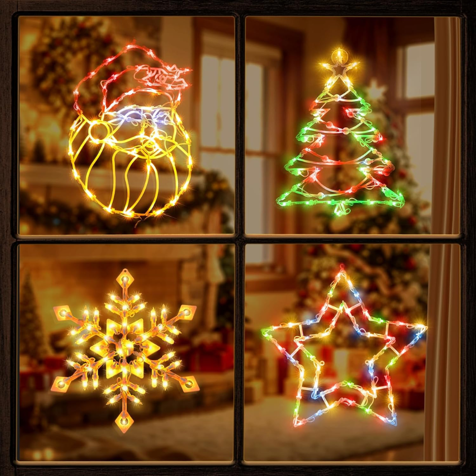 4 lumières de fenêtre de Noël Pack