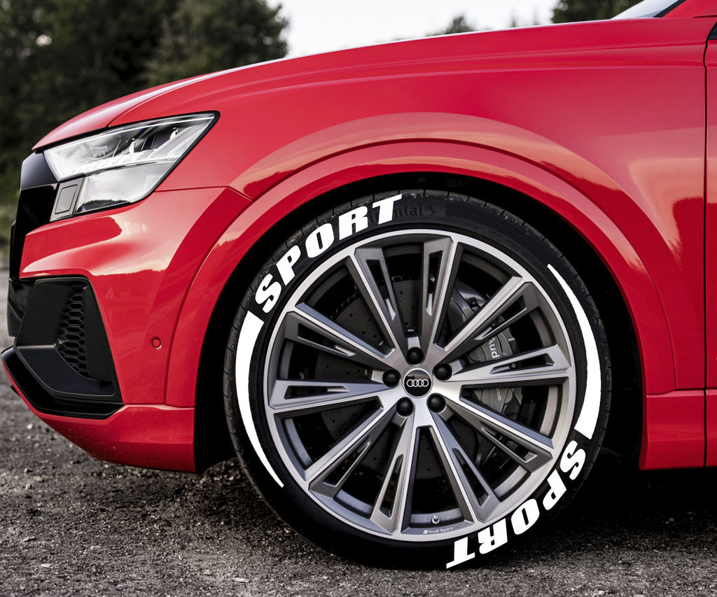 SPORTS Auto Moto Tire lettre Sticker Pvc en caoutchouc Style de voiture Modification Roue