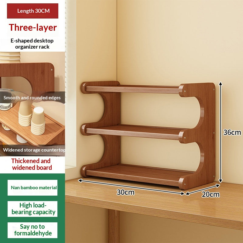 Bureau Bogu plateau Mini multi-tier Bamboo Ensemble d'affichage rack de stockage Organisateur pour thé C
