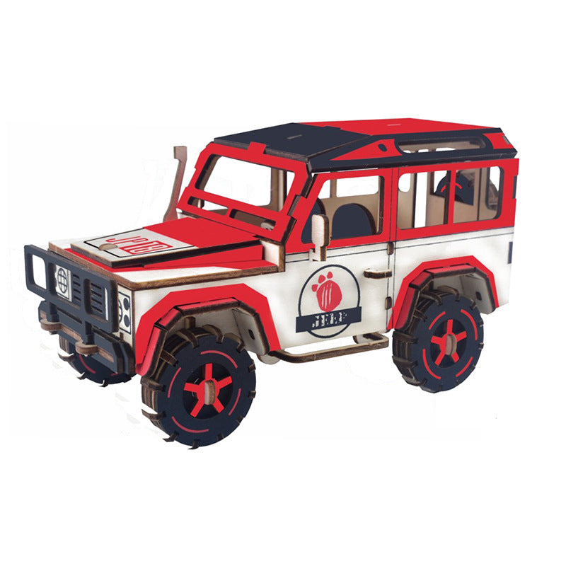 Modèle de simulation de voiture assemblée de bricolage en bois d'alimentation pour enfants 3D 3 dim