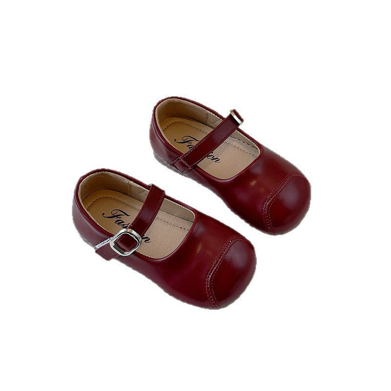 Chaussures en cuir simples et polyvalentes pour petites filles