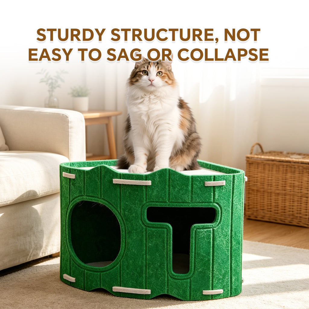 Cabane pour chat modulable en feutre, modules empilables