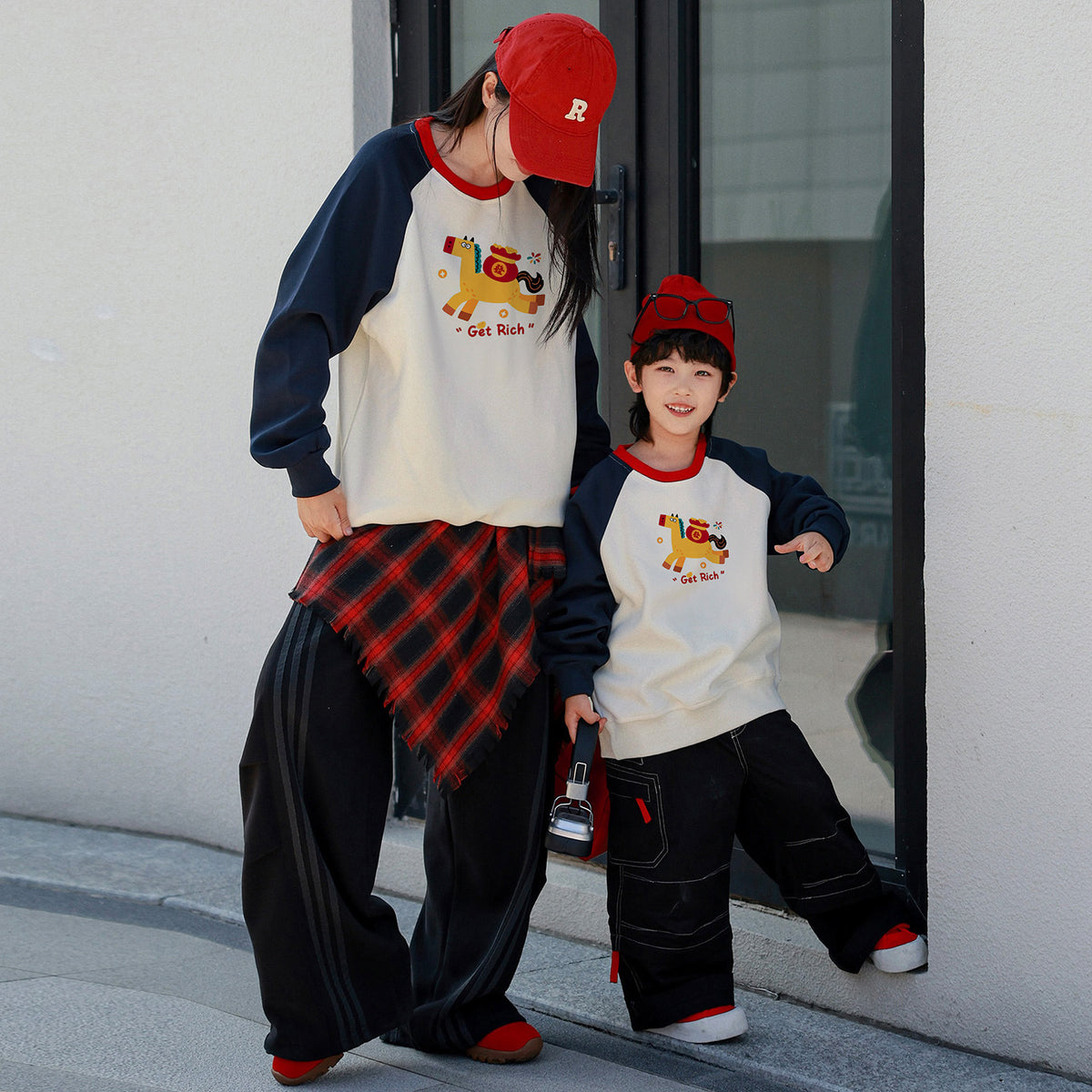 Sweatshirts de correspondance parents-enfants doux et respirant non-pilling Springautumn Family Outf