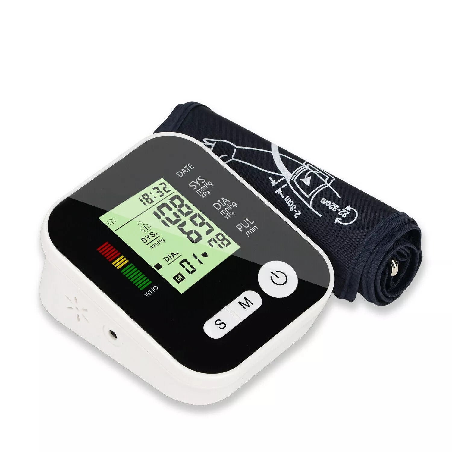 Moniteur de pression artérielle numérique Moniteur de pression artérielle à haut bras à écran LCD Taux cardiaque automatique M