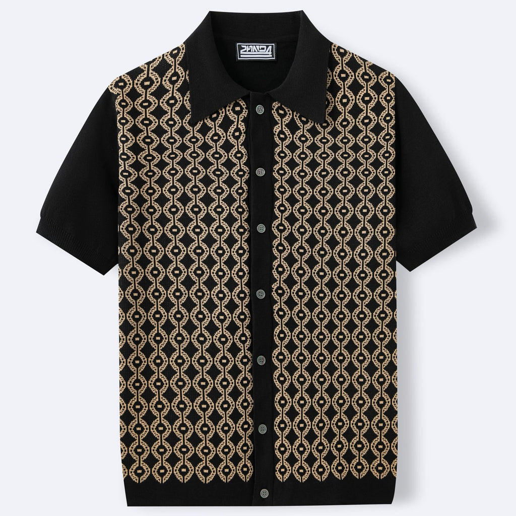 Tencel d'été Chandail à manches courtes Lapel Jacquard Cardigan pour hommes
