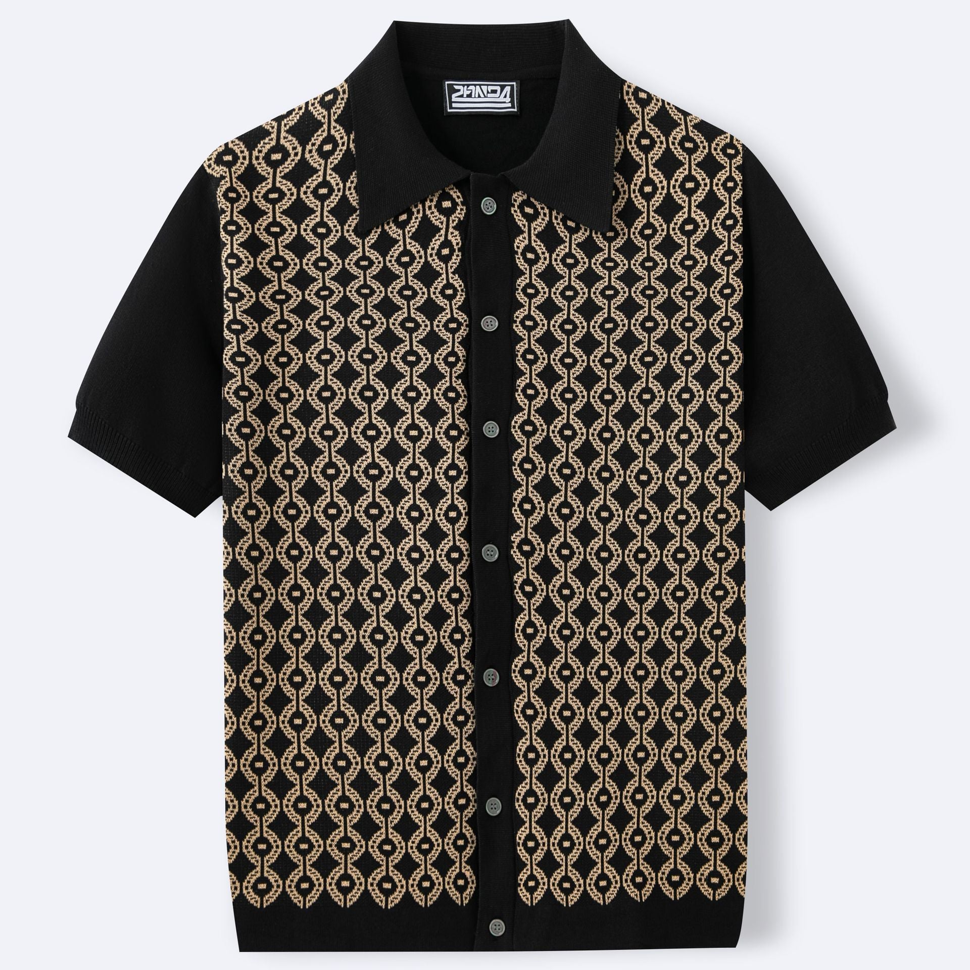Tencel d'été Chandail à manches courtes Lapel Jacquard Cardigan pour hommes