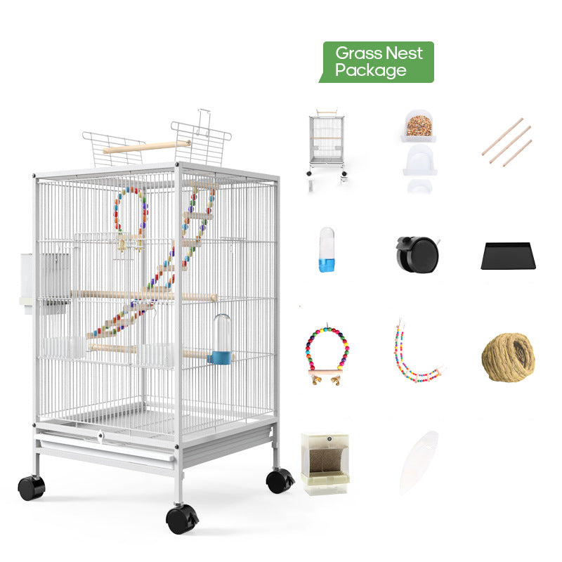 Parrot Xuanfeng Bird Cage with Feeder Toy Grass Nest Reproductive Box