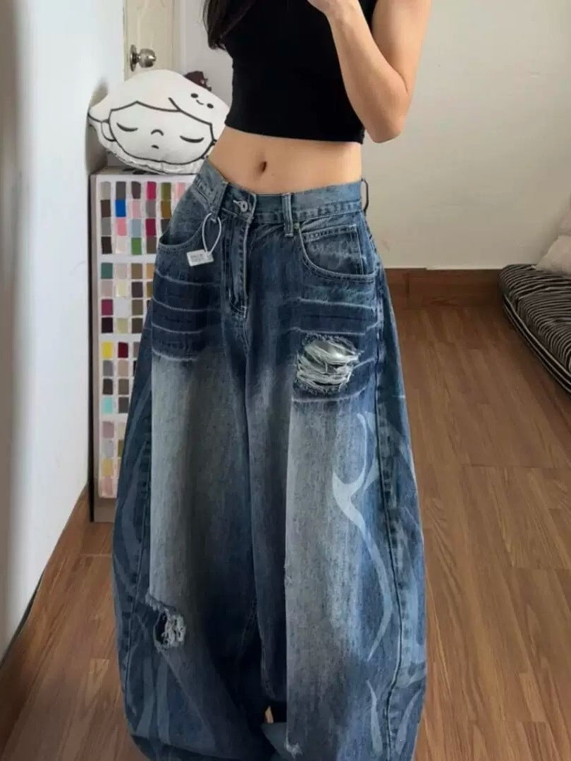 Femmes style américain Ripped Bootcut Jeans