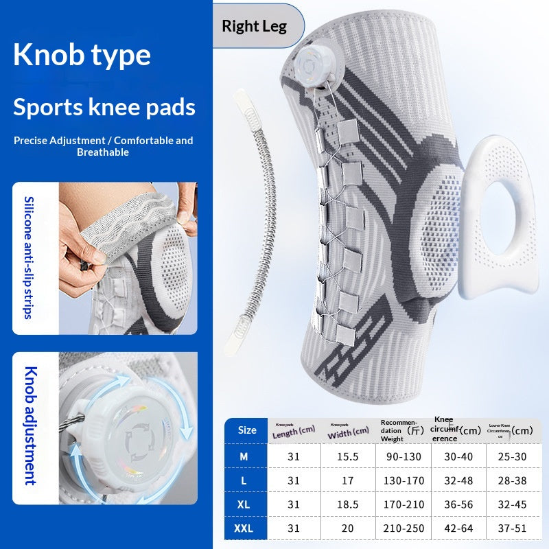 Silicone réglable à amortisseur de course à l'extérieur du genou de sport Knob-Style
