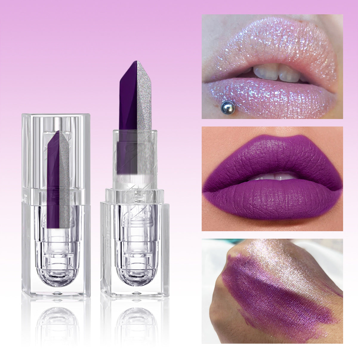 Soft-matte, Dual-tone, 2-en-1 Matt Longwear Mud à lèvres avec un perlé, irisé, et velours