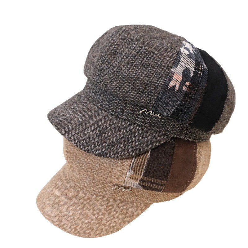 Motif rétro style britannique Beret octagonal pour femmes