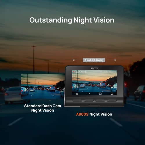 70mai A800S-1 4K Dash Cam Car DVR 24H Support moniteur de stationnement arrière ou caméra interne