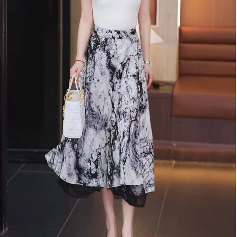 Élégante jupe Florale Midi double face pour femmes