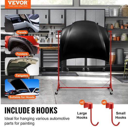 Nouvelle mise à jour VEVOR painting rack réglable Peintre 8 Crochets Auto Body Painting Stan
