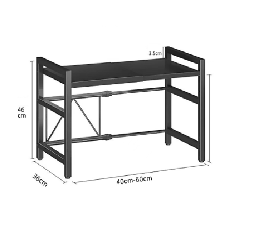 Black monocouche double bar avec 6 crochets et rack de rangement de cuisine extensible