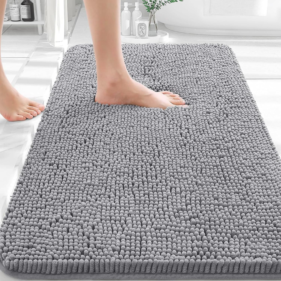 Extra Soft Absorbant Chenille Rug Salle de bain 30 X 20 Grey- Machine Lavable Bain Mat Avec Non